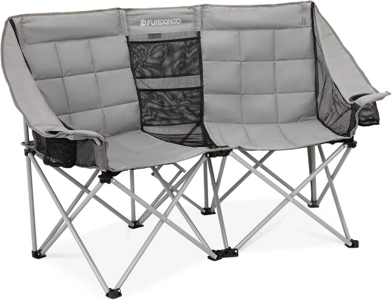 Double Camping Chair Cooler 3-Person Folding Extra Large Camping Chair 1000-Pound Capacity wourant