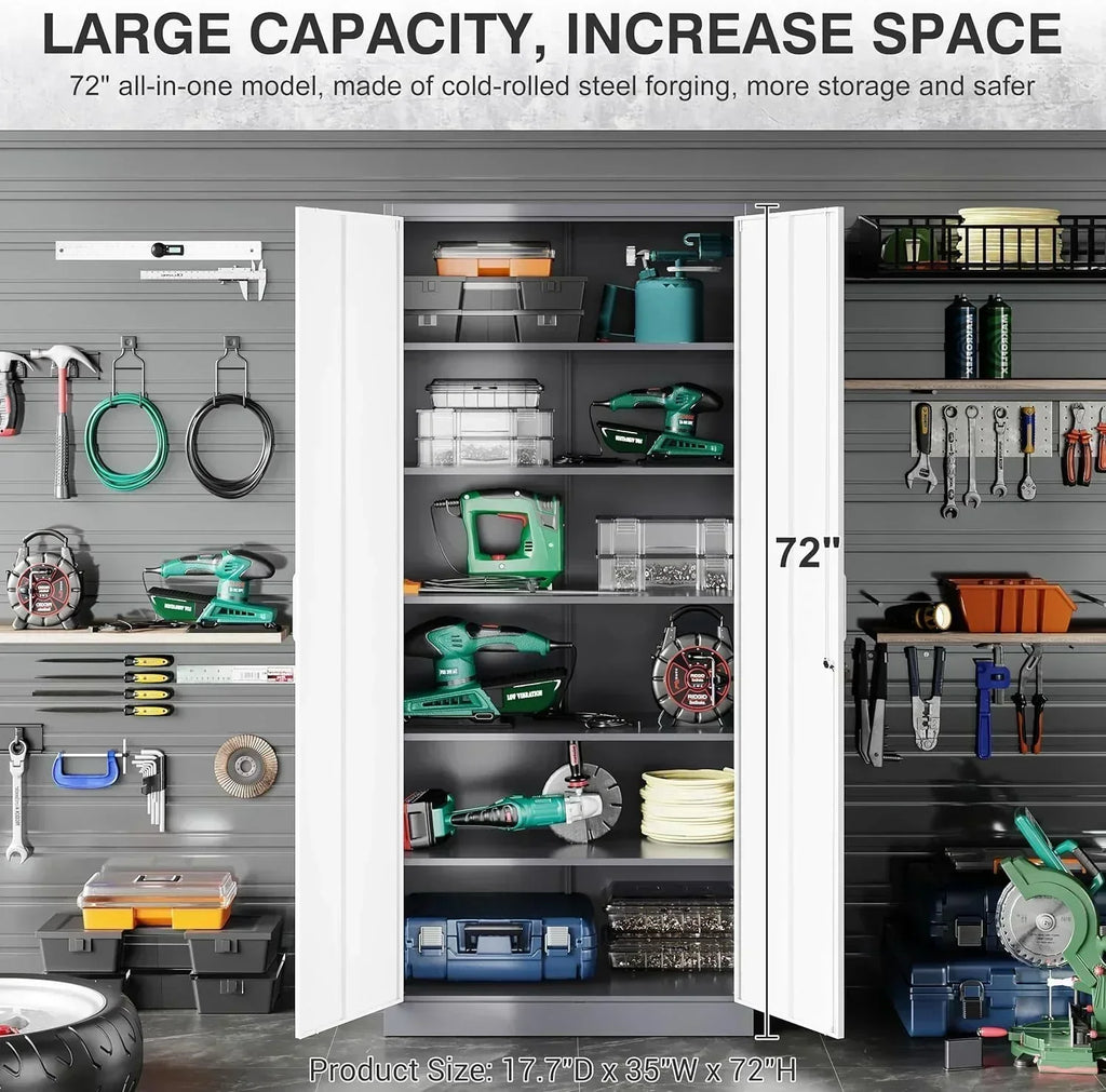 Metal Storage Cabinet with 2 Doors and 6 Shelves Black Metal Cabinet Garage Storage Cabinet wourant