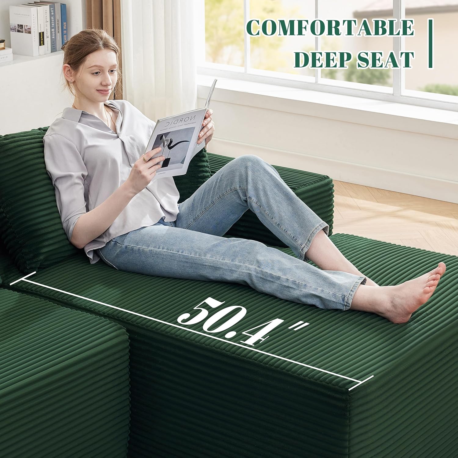 110-inch cloud sofa boneless sofa in the living room modular sofa with deep seats wourant