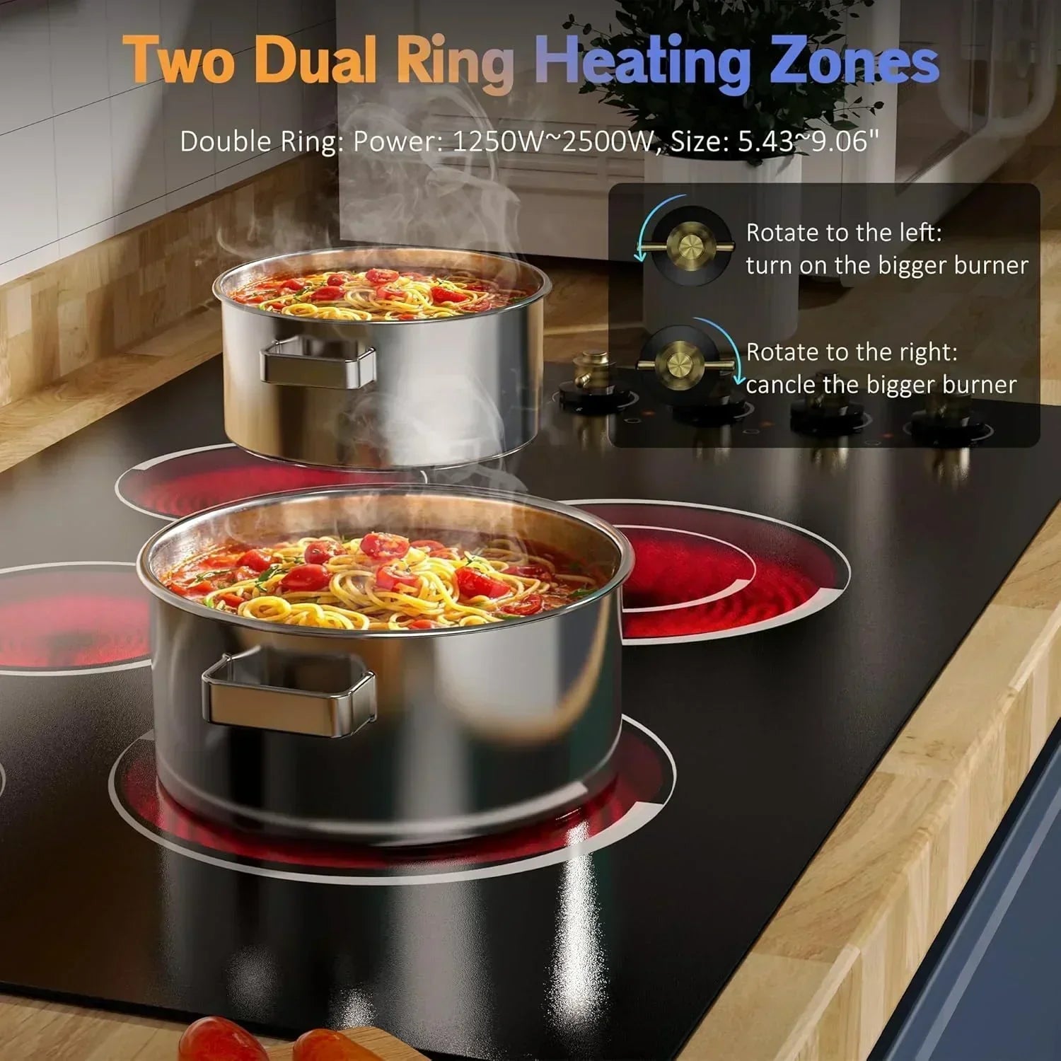 Electric Cooktop 30 Inch - 5 Burners Built-in Ceramic Cooktop 30" Electric Stove Top wourant