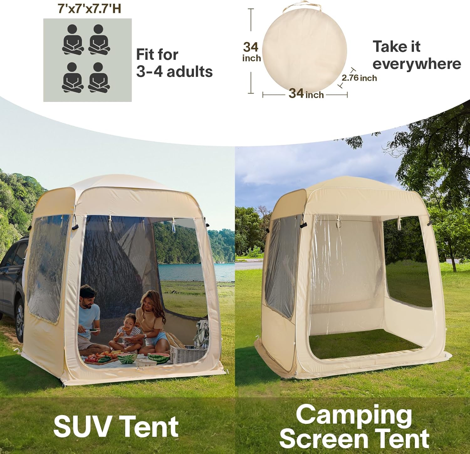 Screen gazebo sleeps 6-10-15 people Igloo-style canopy tent mosquito net on the sides Perfect wourant