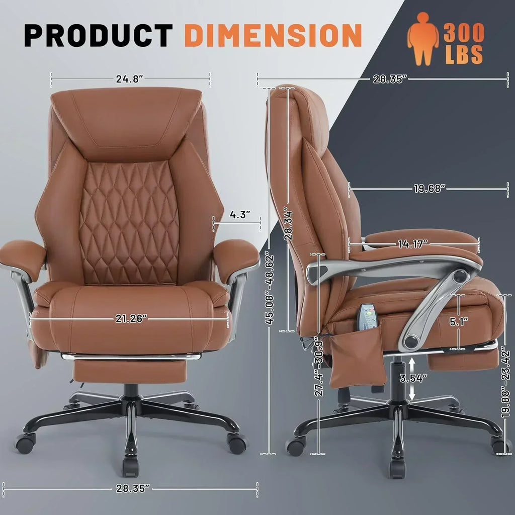 Massage Office Chair with Heating and Footrest Ergonomic Executive Reclining Office Chair wourant