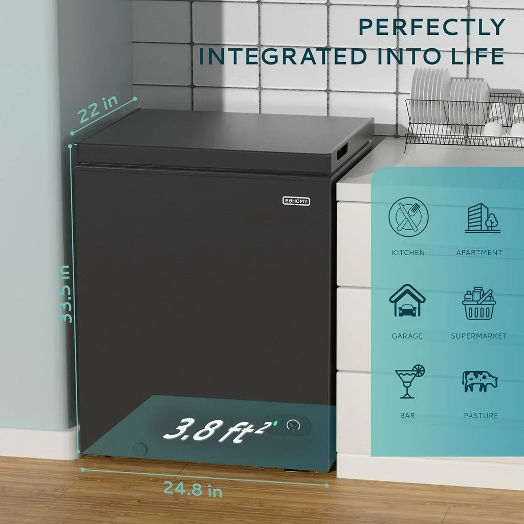 EUHOMY 3.5 Cu.Ft Chest Freezer with Removable Basket Small Deep Freezer Adjustable 7 Thermostat wourant