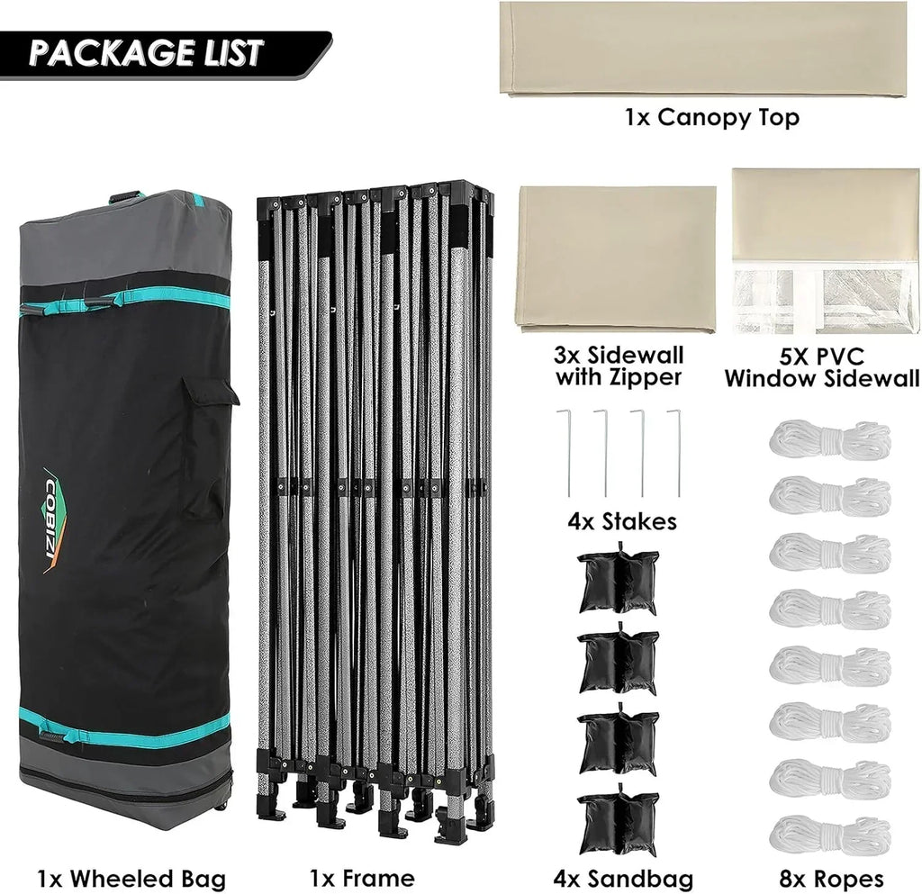 COBIZI 10x20 Heavy Duty Pop up Canopy Tent 6 sidewalls Commercial Canopy Wedding Party Tents wourant