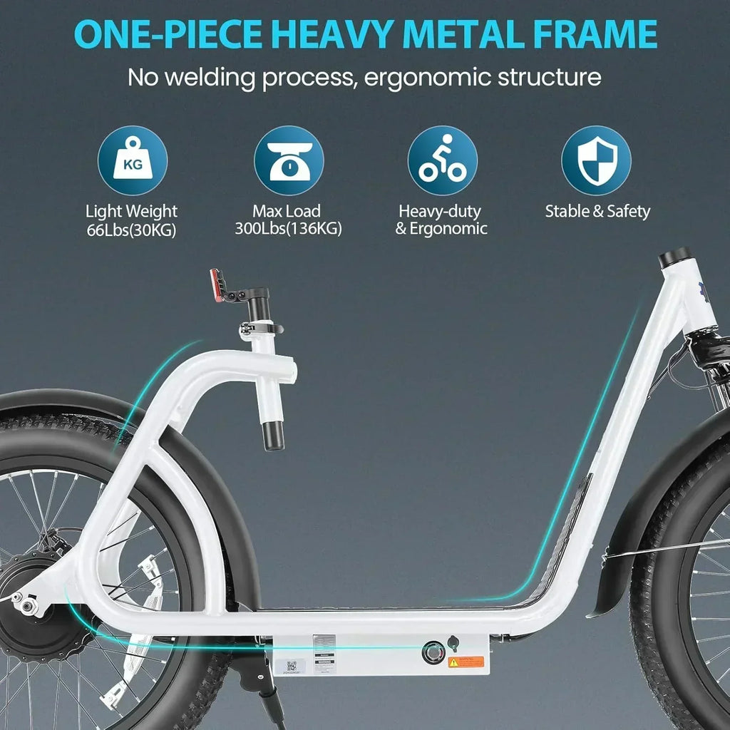 Caroma Peak 800W Foldable Adult Electric Scooter with 20-inch Wide Tires 48V Battery Basket wourant