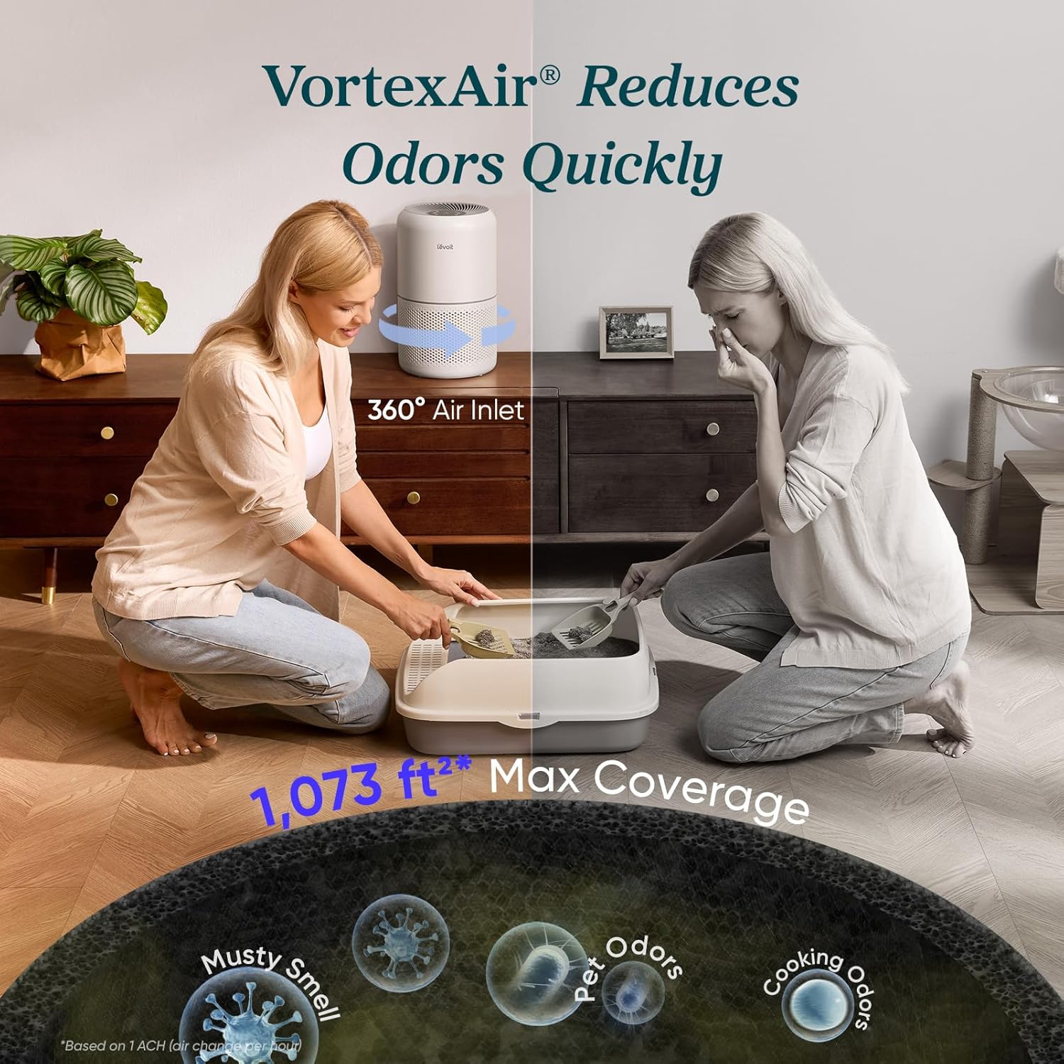 Air Purifier for Bedroom Allergies and Pet Hair 56W High Torque Motor wourant