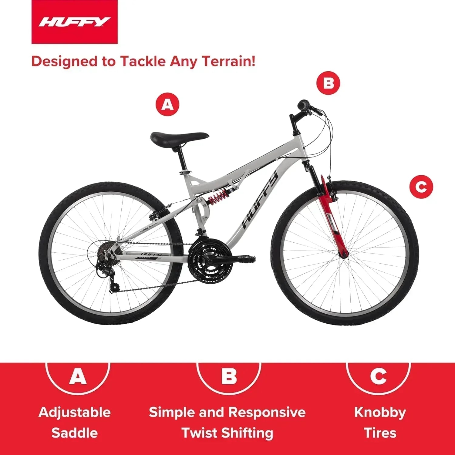 Huffy Stone Mountain Hardtail Mountain Bike for Boys/Girls/Men/Women 20"/24"/26" Sizes wourant