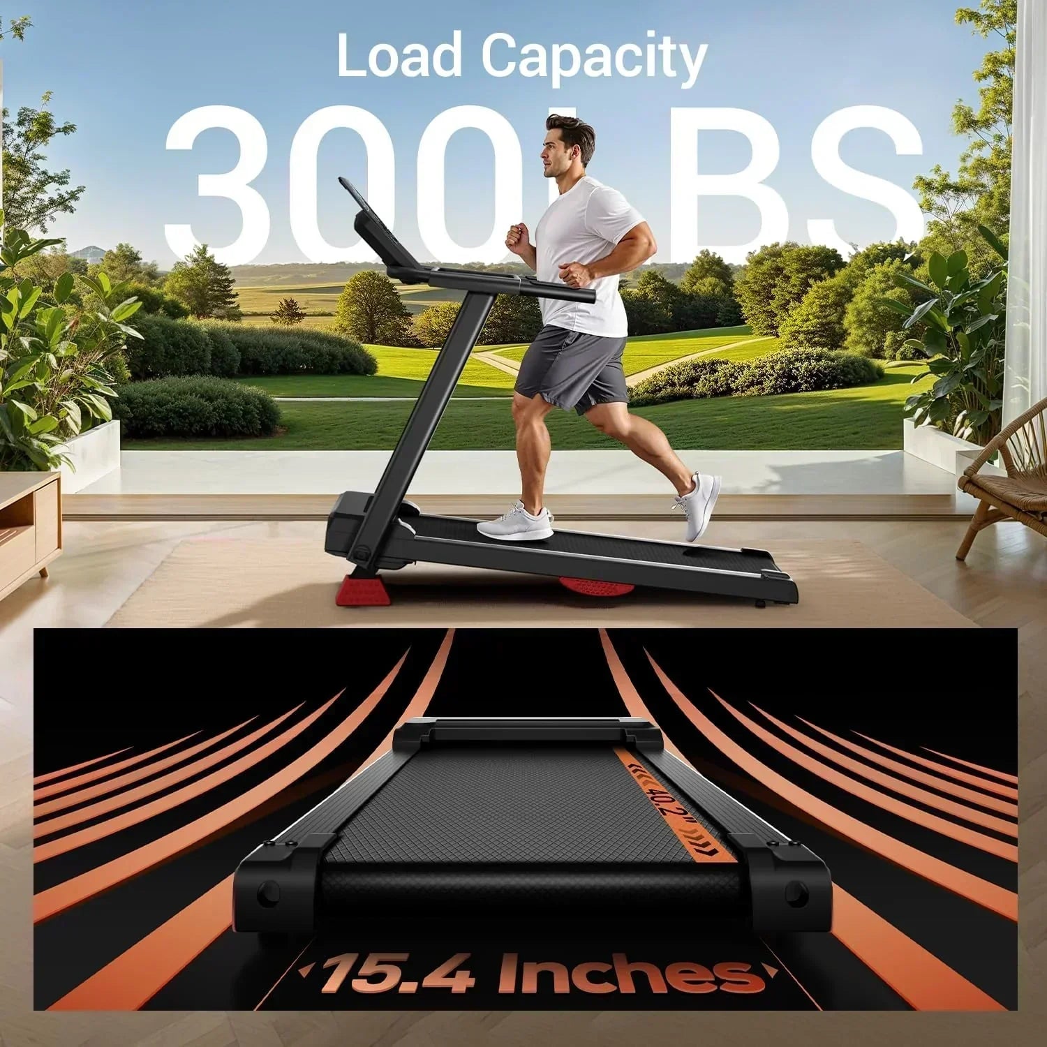 Home Treadmill 15% Incline Treadmill 3.0 hp Quiet Brushless Dual Cushion System wourant