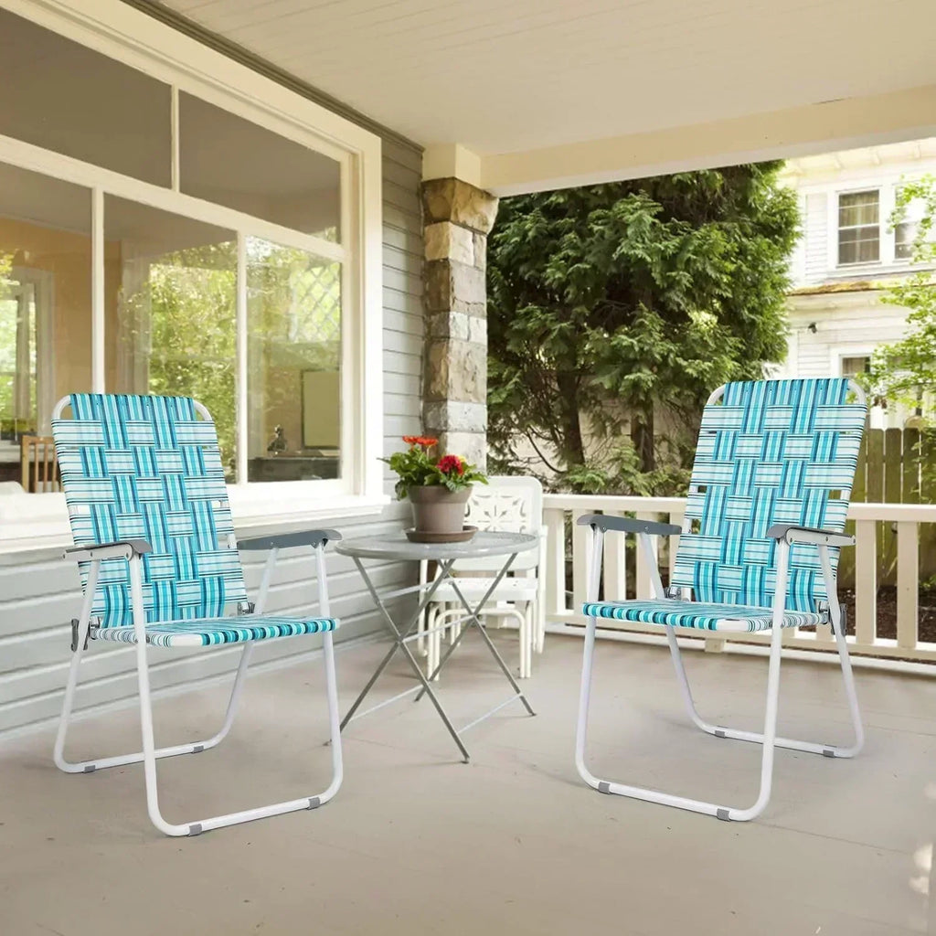 VINGLI Patio Lawn Webbed Folding Chairs Set of 2 Outdoor Beach Portable Lawn Chair wourant