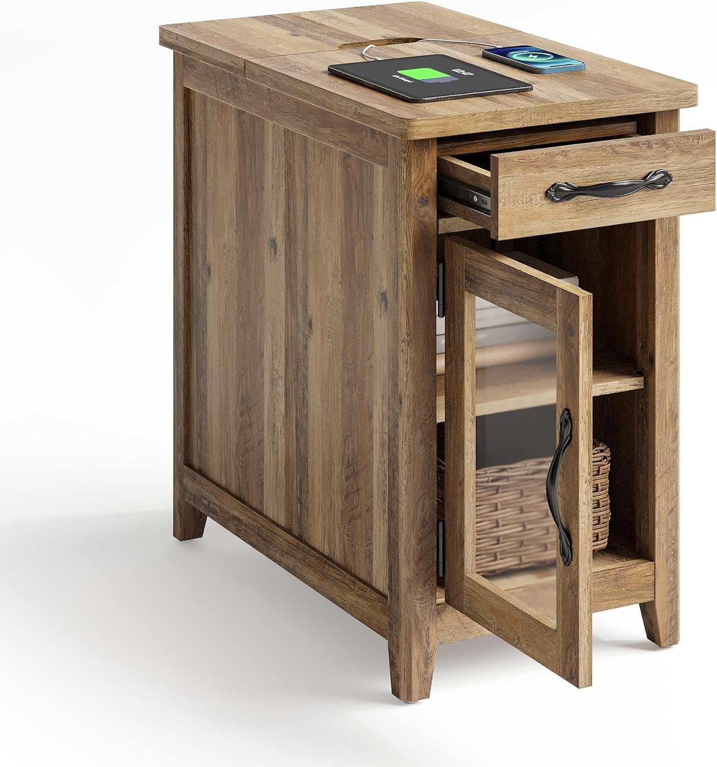 Farmhouse End Table Narrow Side Table Small Nightstand wourant