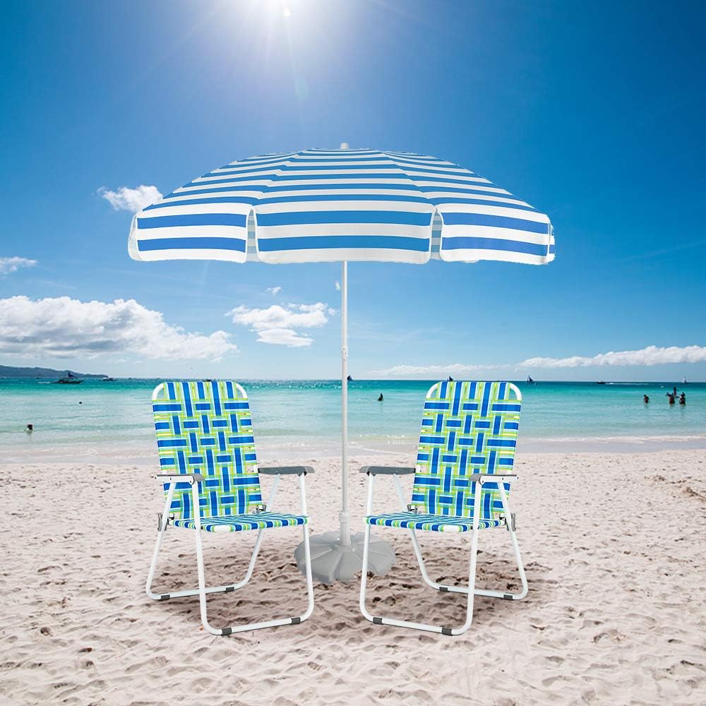VINGLI Patio Lawn Webbed Folding Chairs Set of 2 Outdoor Beach Portable Lawn Chair wourant