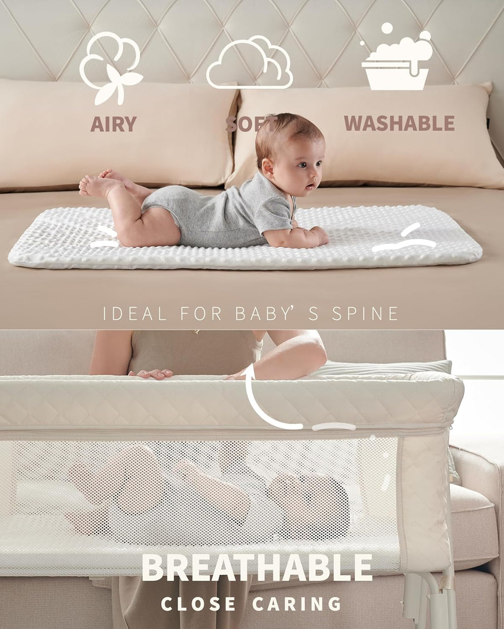 Bassinet Bedside Sleeper Baby Crib for Newborn Baby Bassinets Bedside Sleeper 4 Auto-Lock wourant