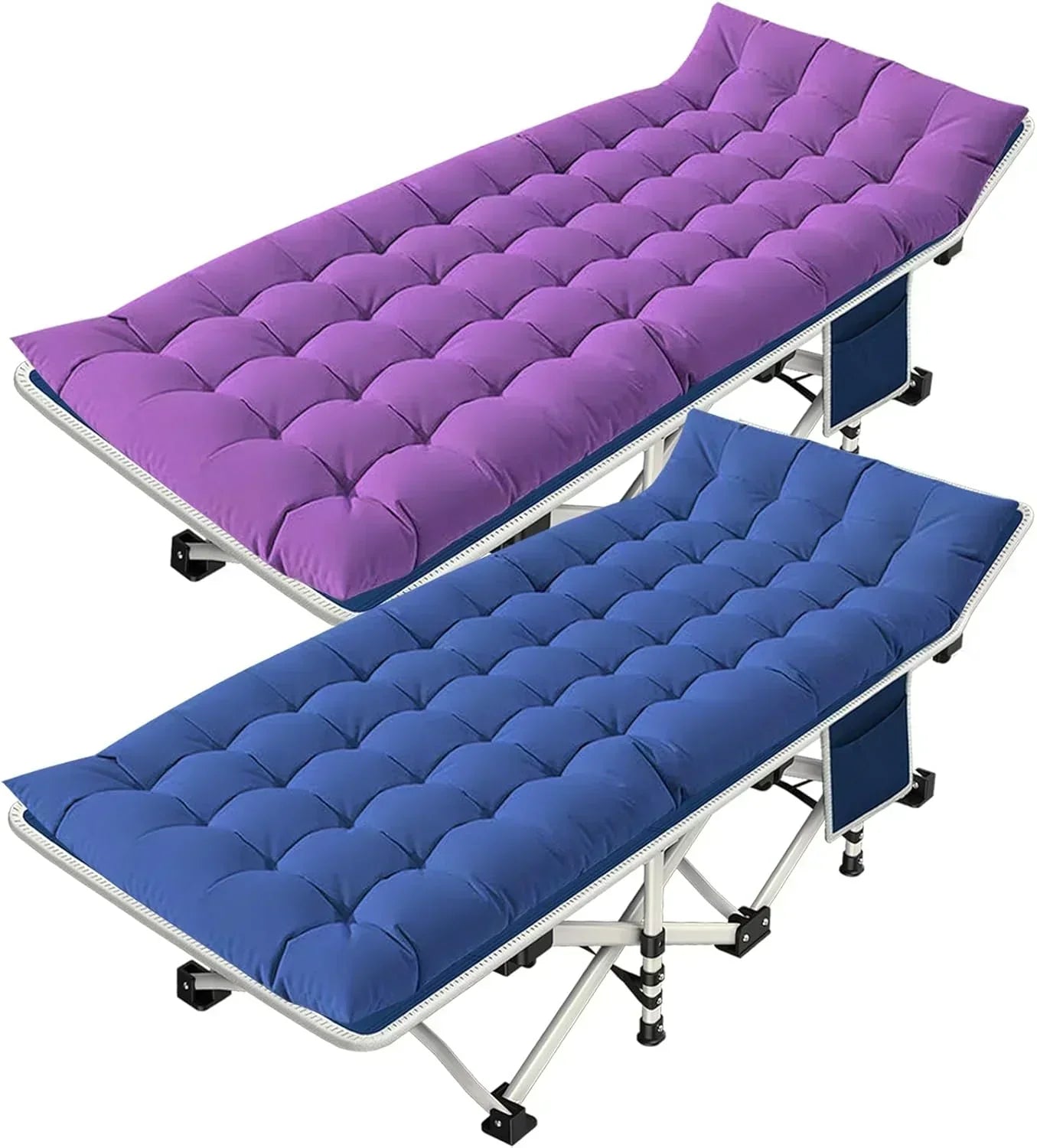 2-Pack Camping Cots with Mattress Comfortable Folding Bed Heavy Duty Baby Cot wourant