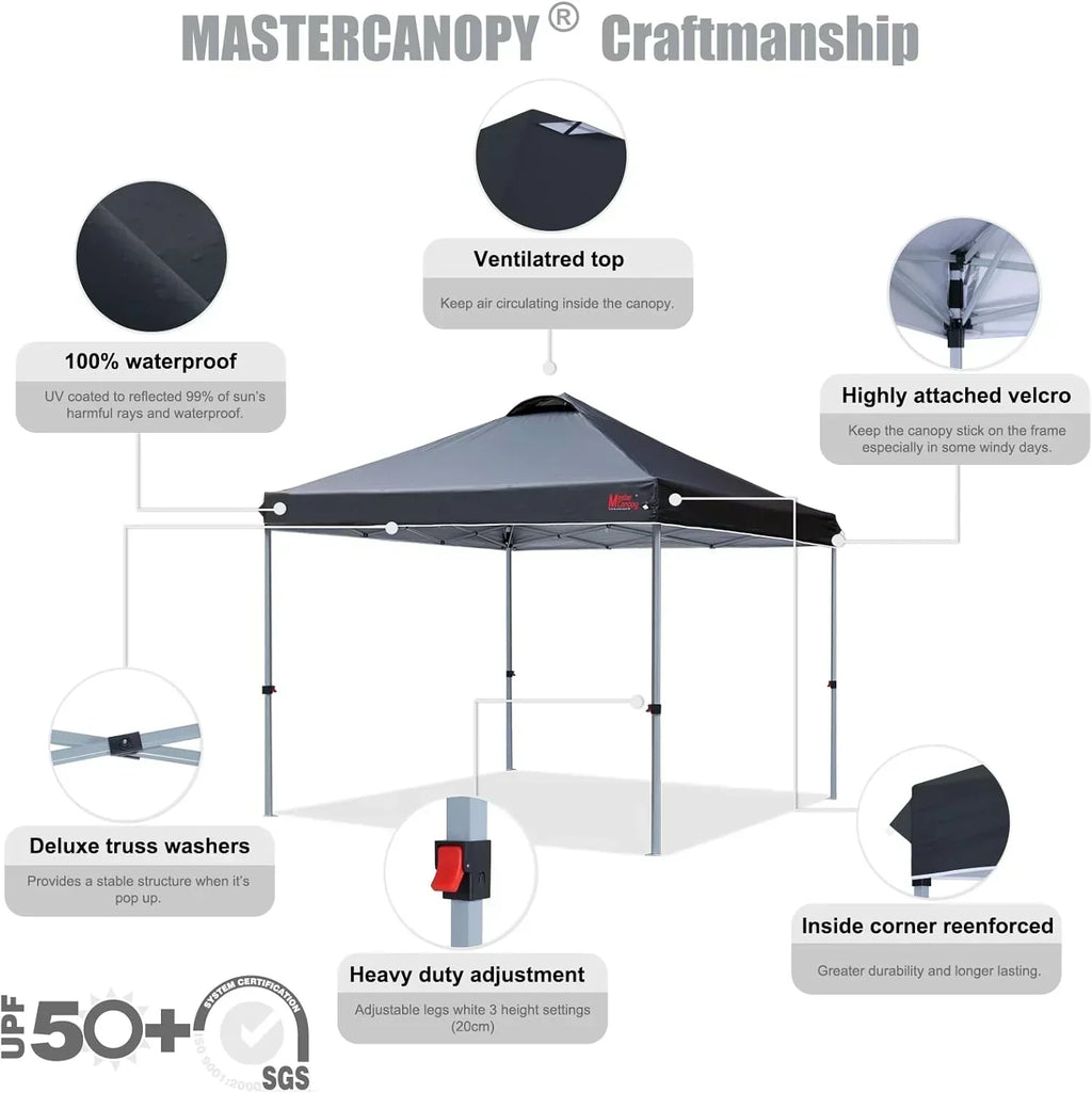 Durable Pop-up Canopy Tent with Roller Bag (10x10 Black) wourant