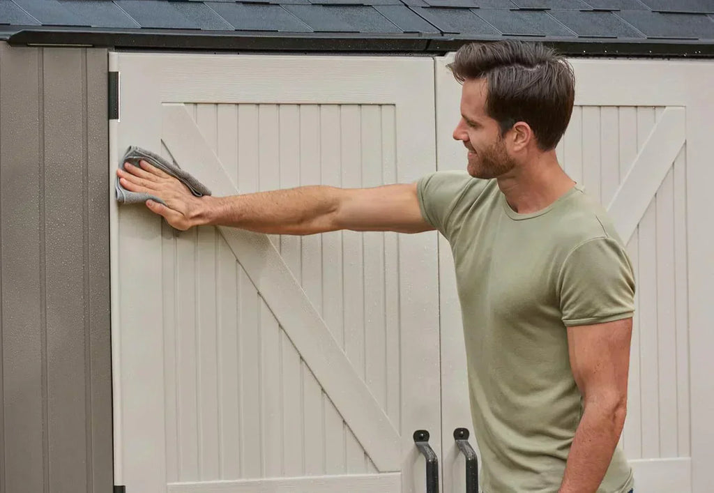 Rubbermaid Resin Outdoor Storage Shed With Floor Weather Resistant Gray Organization for Home wourant