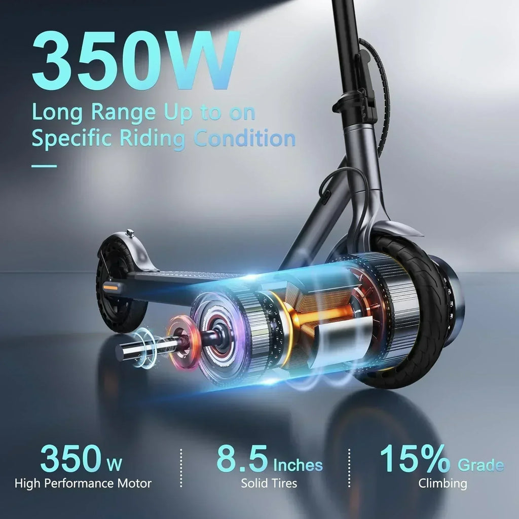 Electric Scooter 350W/500W Powerful Motor 8.5"/10" Solid Tires 19/22Mph 28/21/12 Miles Range wourant