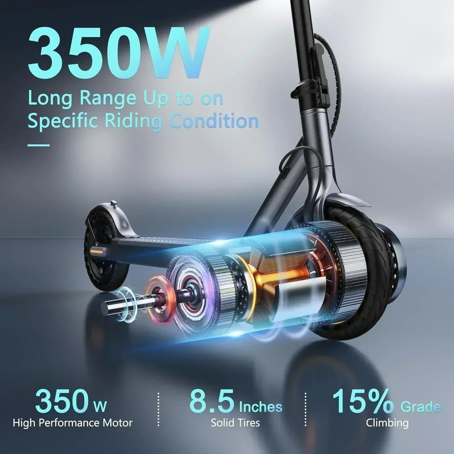 Electric Scooter 350W/500W Powerful Motor 8.5"/10" Solid Tires 19/22Mph 28/21/12 Miles Range wourant