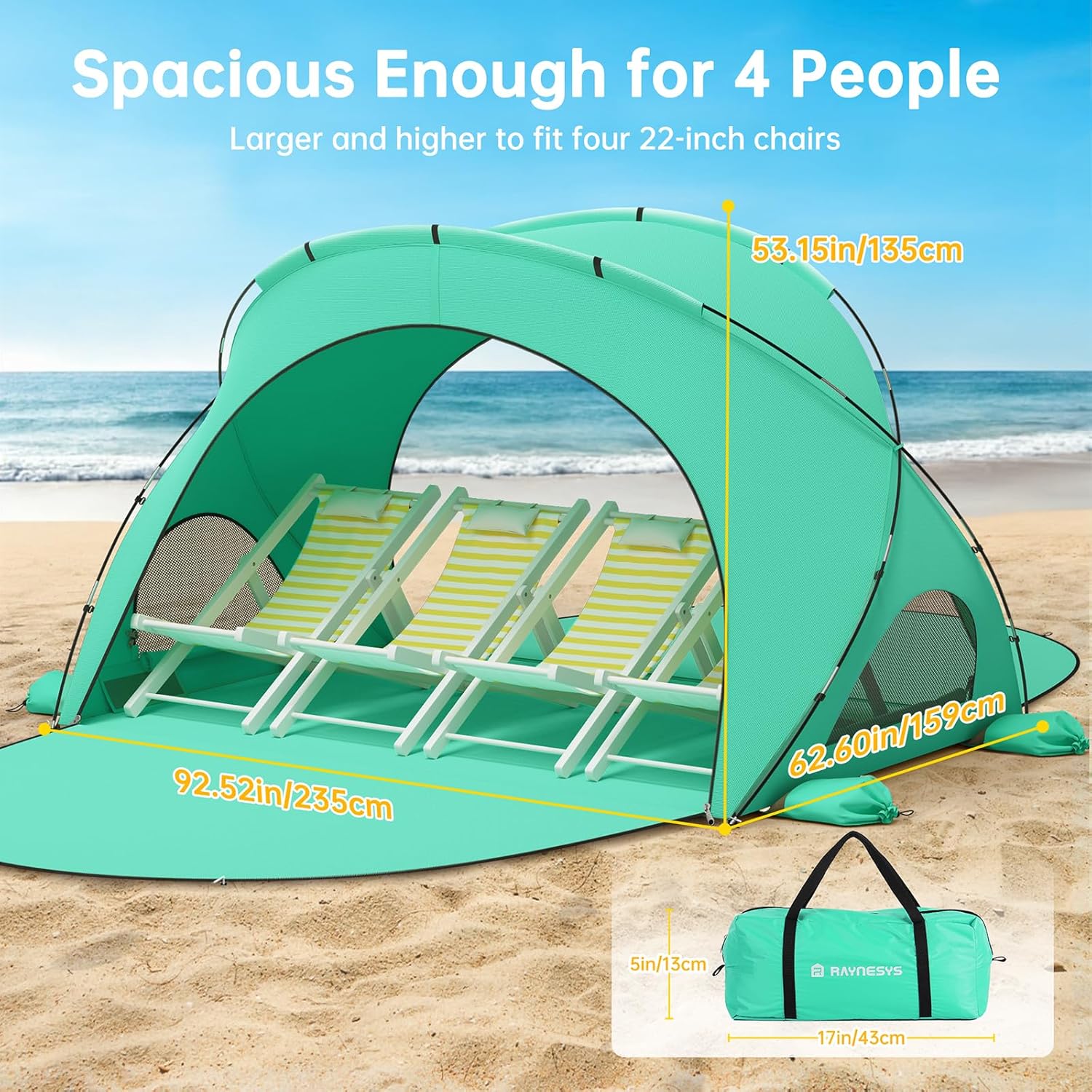 Beach Tent Sun Shelter Beach Shade Tent with UPF50+ UV Protection Beach Sun Shelter Beach Shade wourant