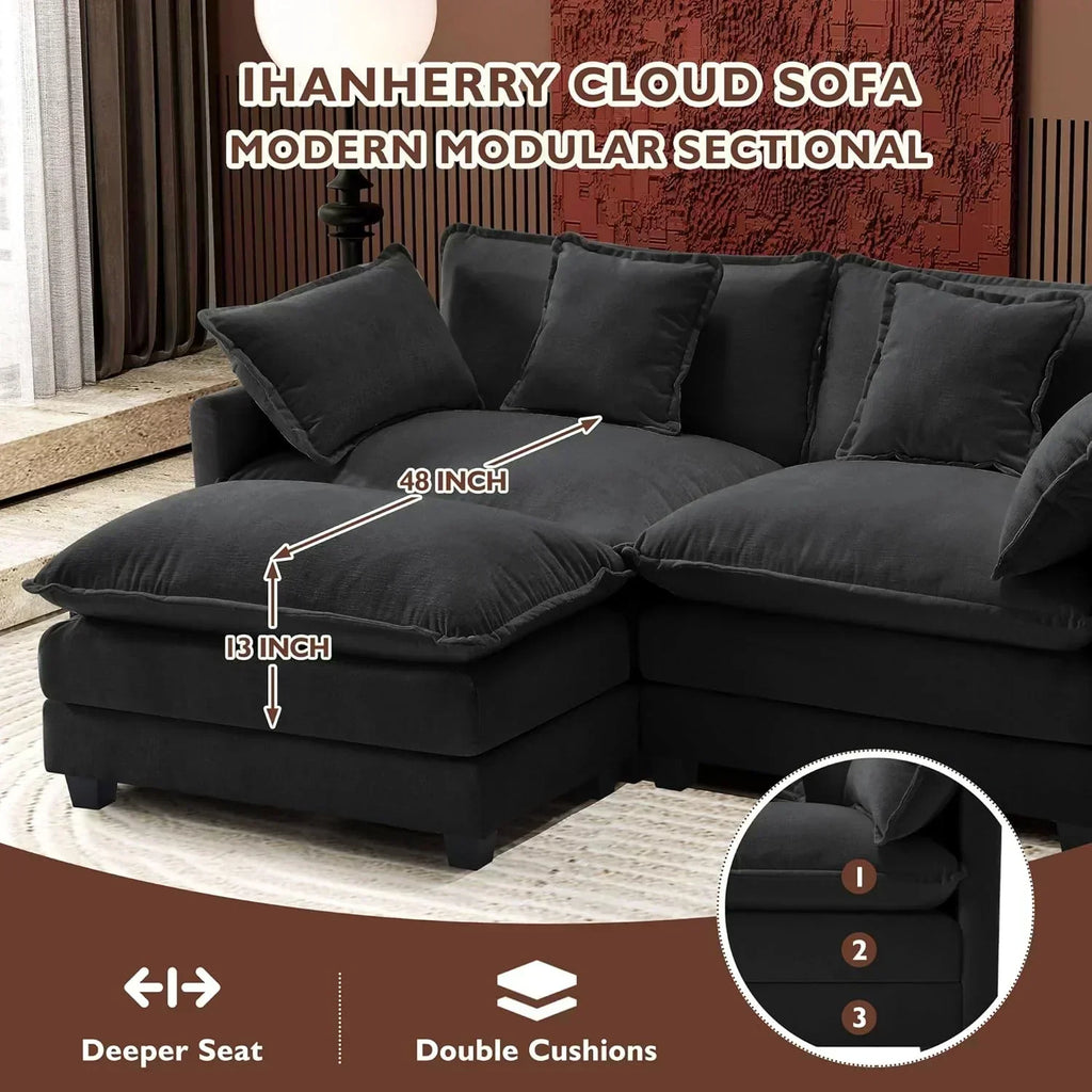 ihanherry 146-inch U-shaped modern sofa modular area cloud sofa wourant