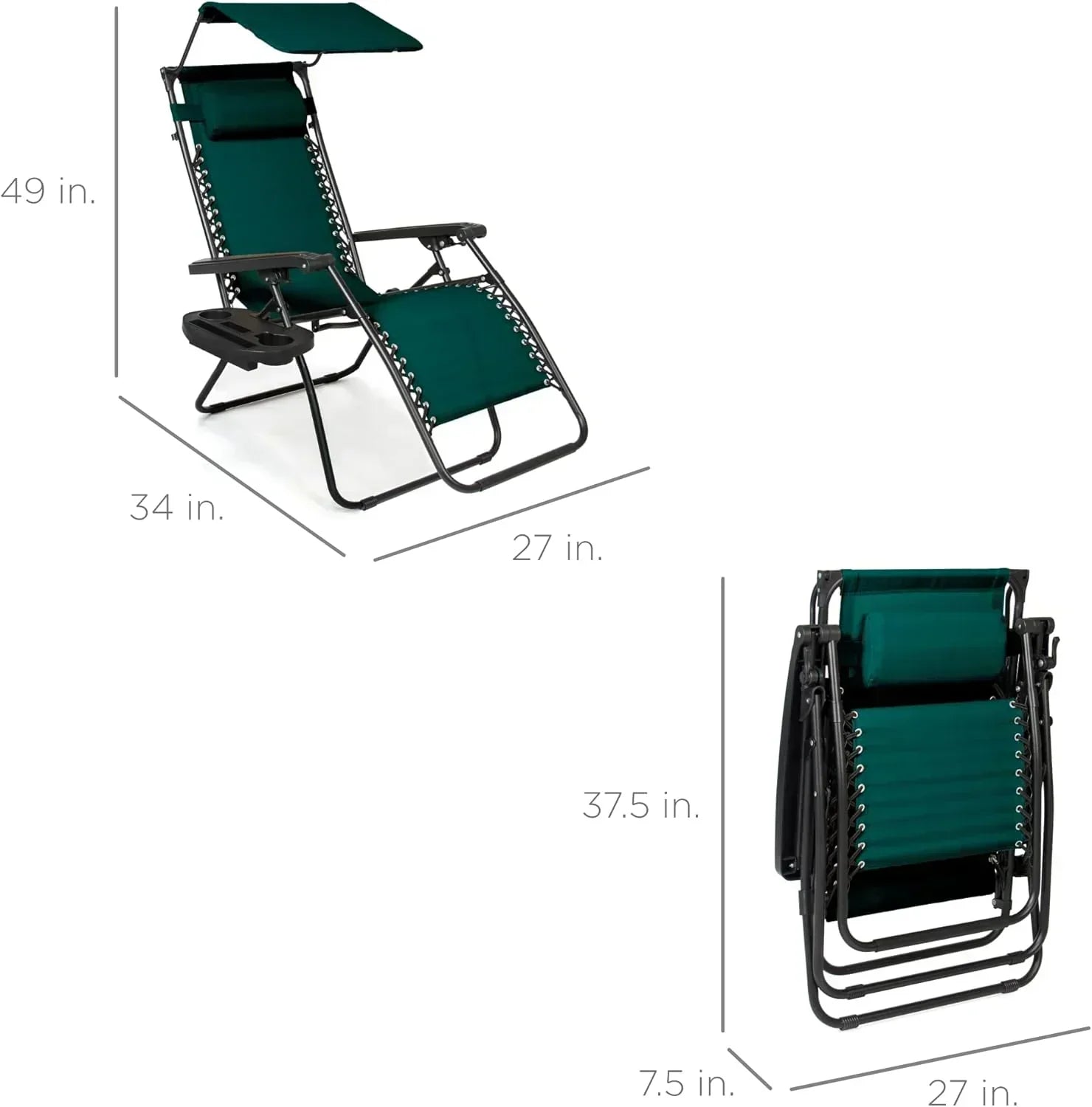 Best Choice Products Folding Zero Gravity Recliner Patio Lounge Chair Adjustable Canopy Shade wourant
