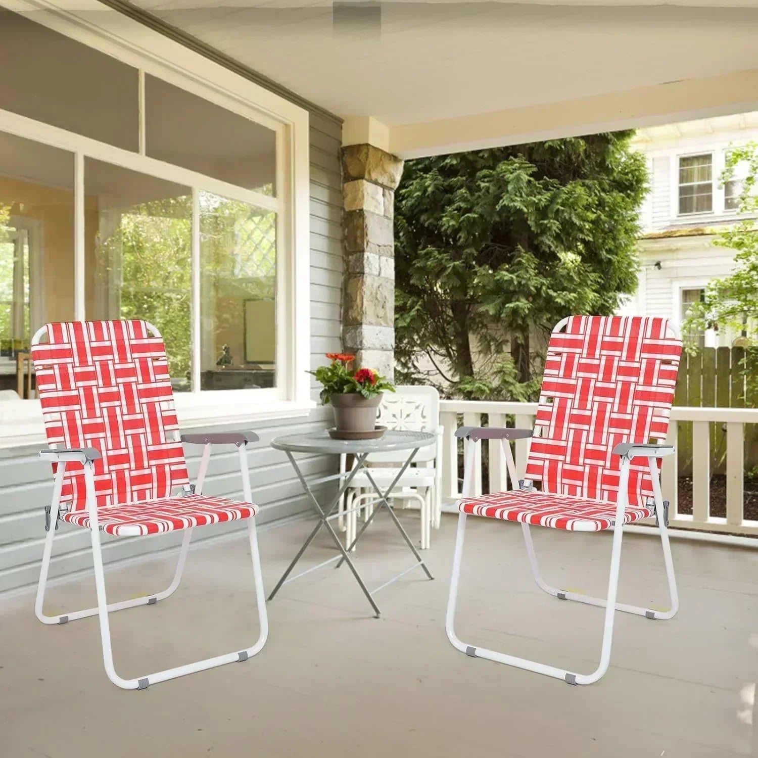 VINGLI Patio Lawn Webbed Folding Chairs Set of 2 Outdoor Beach Portable Lawn Chair wourant