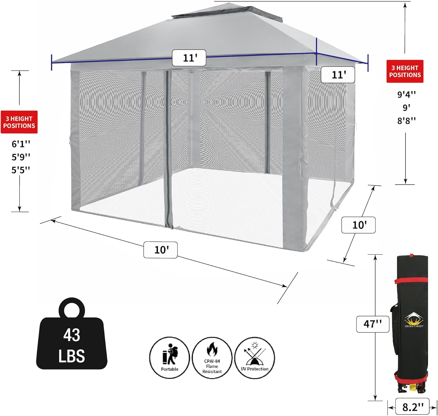 CROWN SHADES 13x13 Pop Up Gazebo Canopy Tent Gazebos on Clearance Outdoor Gazebo wourant