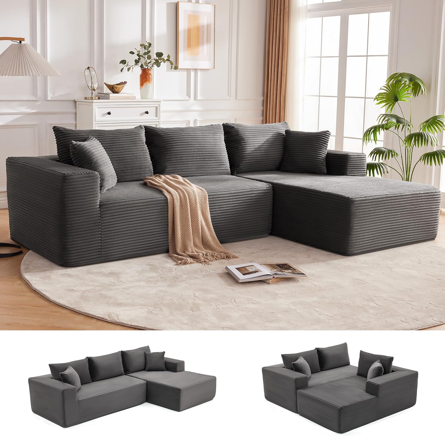 110-inch cloud sofa boneless sofa in the living room modular sofa with deep seats wourant