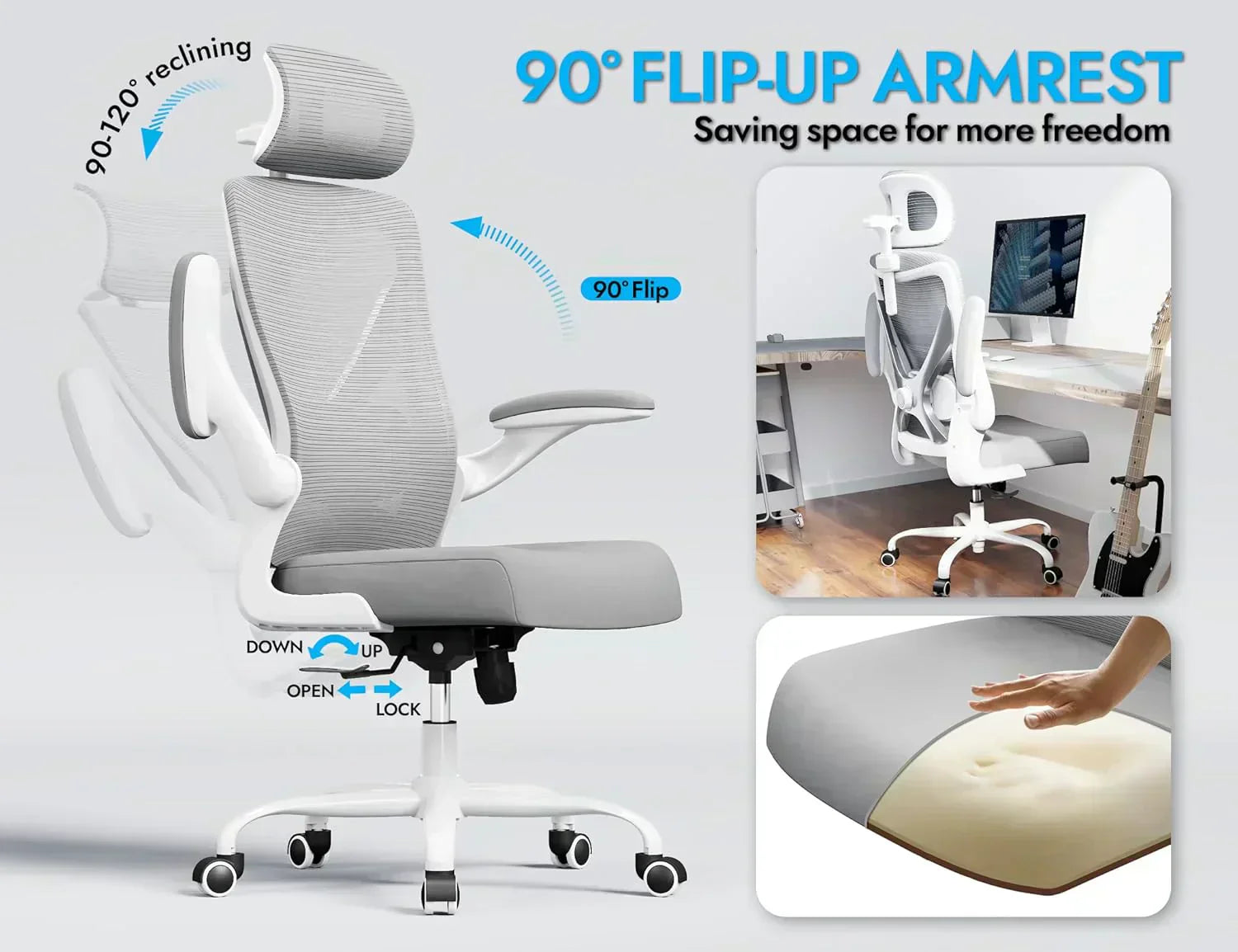 Office computer desk and chair gaming chair with lumbar support and headrest wourant