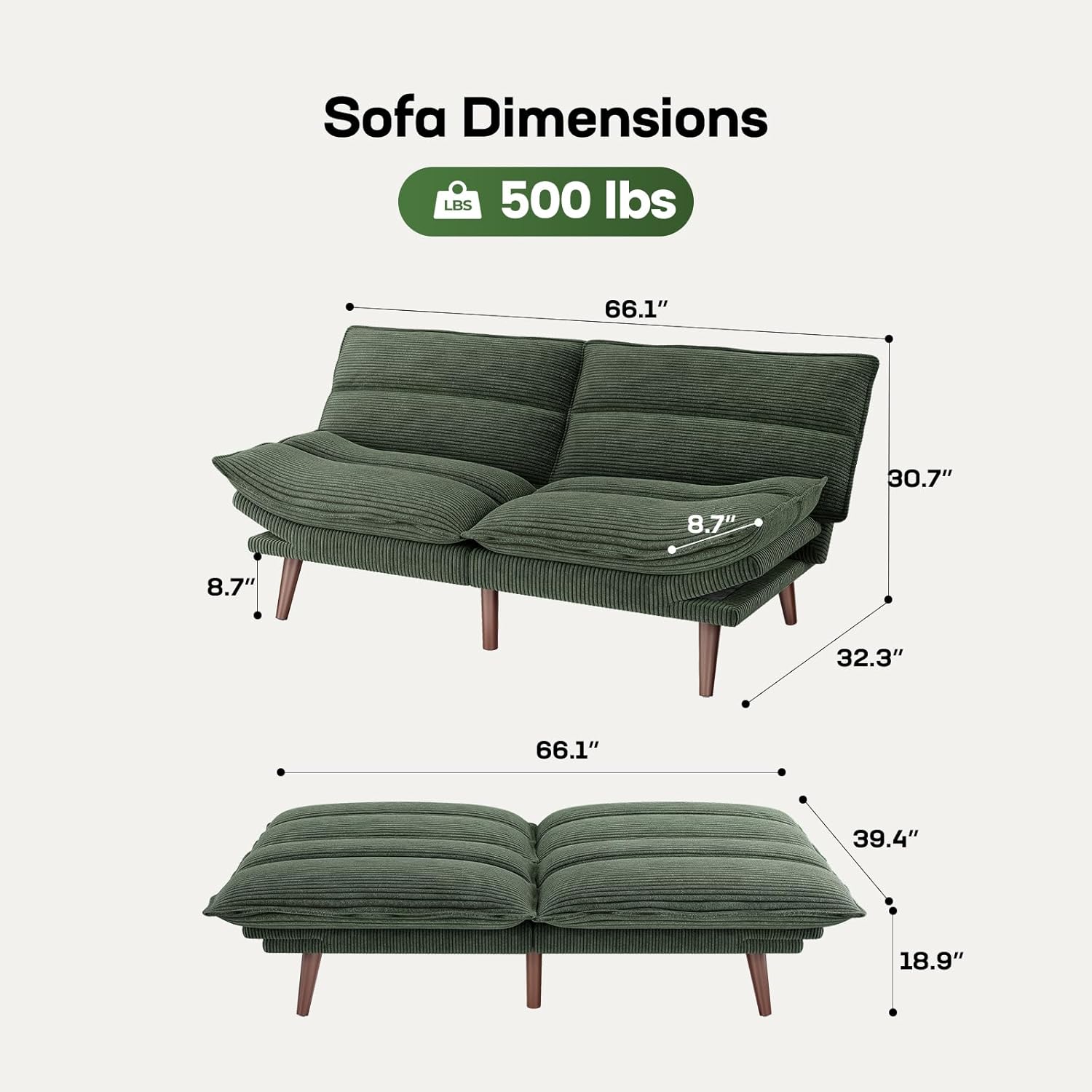 Futon Sofa Bed Futon Sofa Adjustable Back Armrests Converts to Small Sleeper Sofa Bed wourant