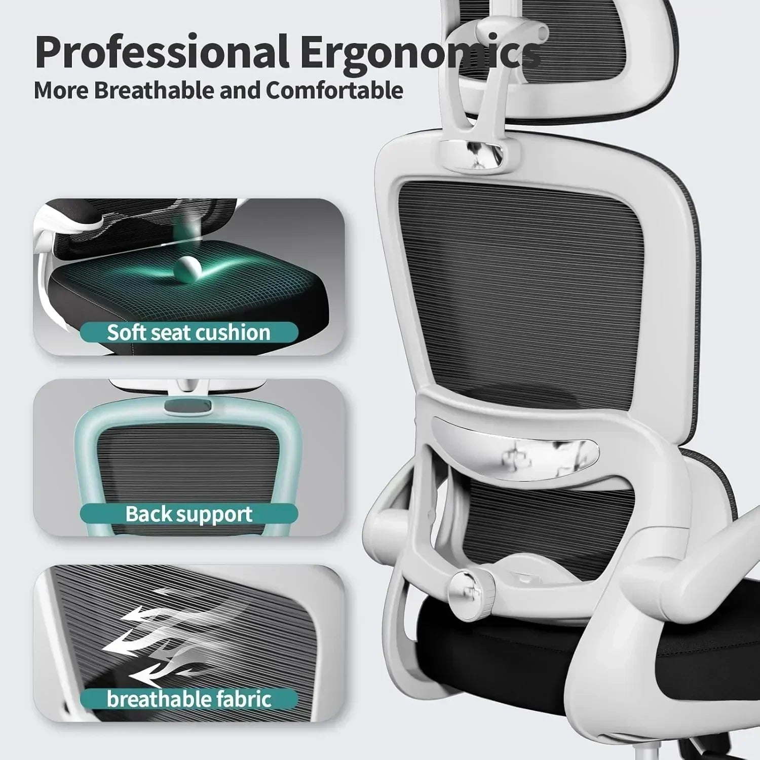 TRALT Office Chair Ergonomic Desk Chair 330 lbs Home Gaming Chair with Wheels wourant