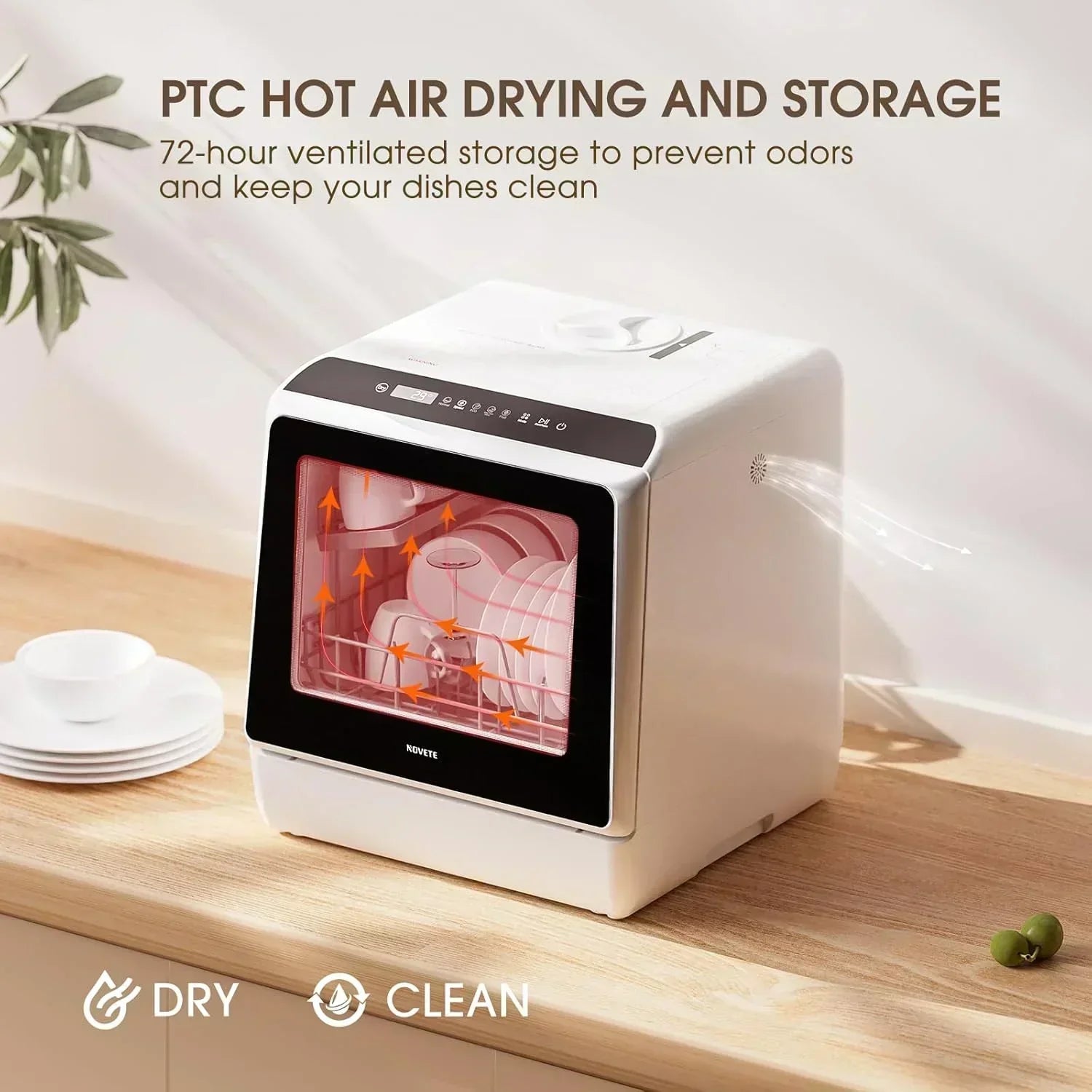 NOVETE portable tabletop dishwasher compact dishwasher with 5-liter built-in water tank wourant