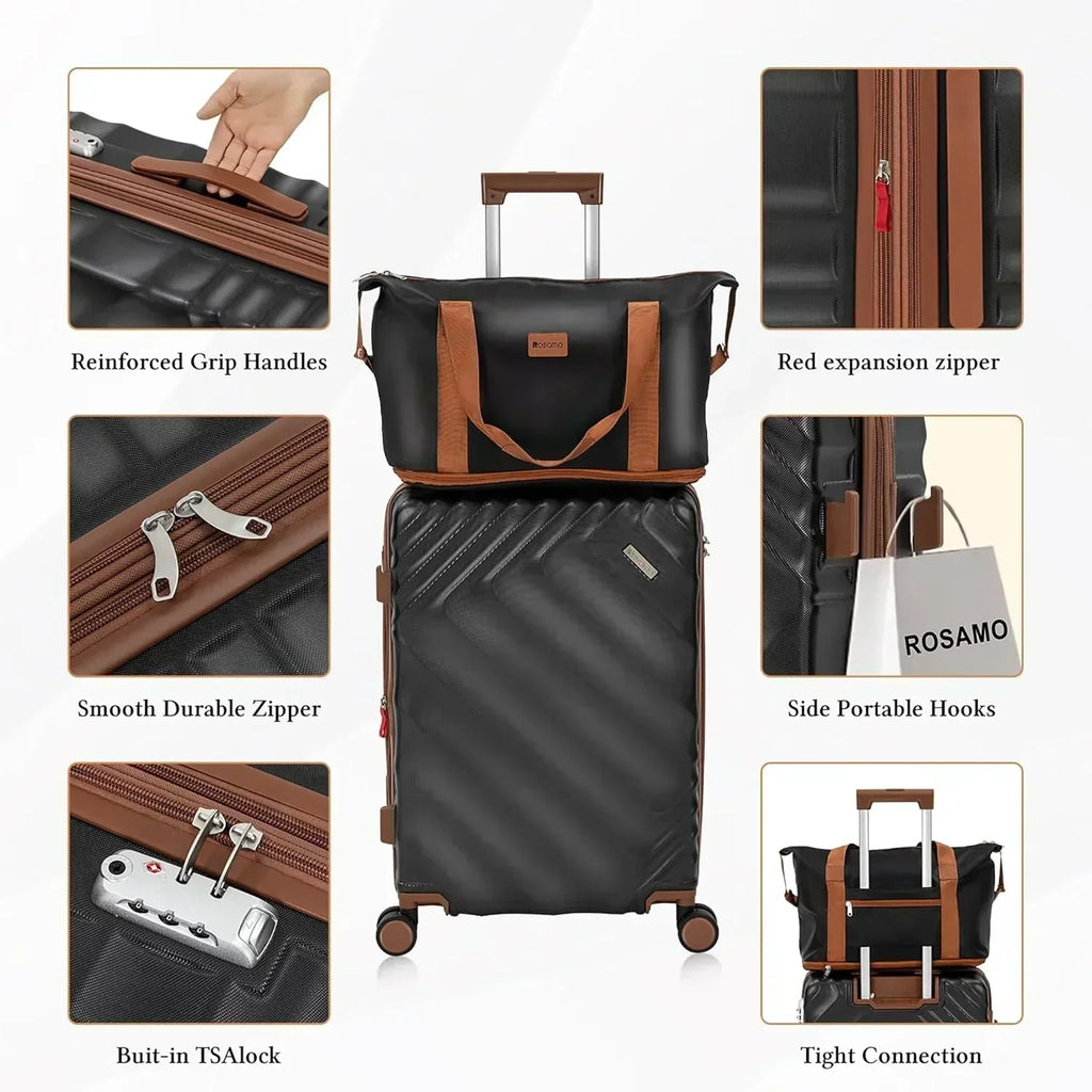 5 piece luggage set expandable suitcase 22x14x9 aviation certified durable waterproof travel set wourant