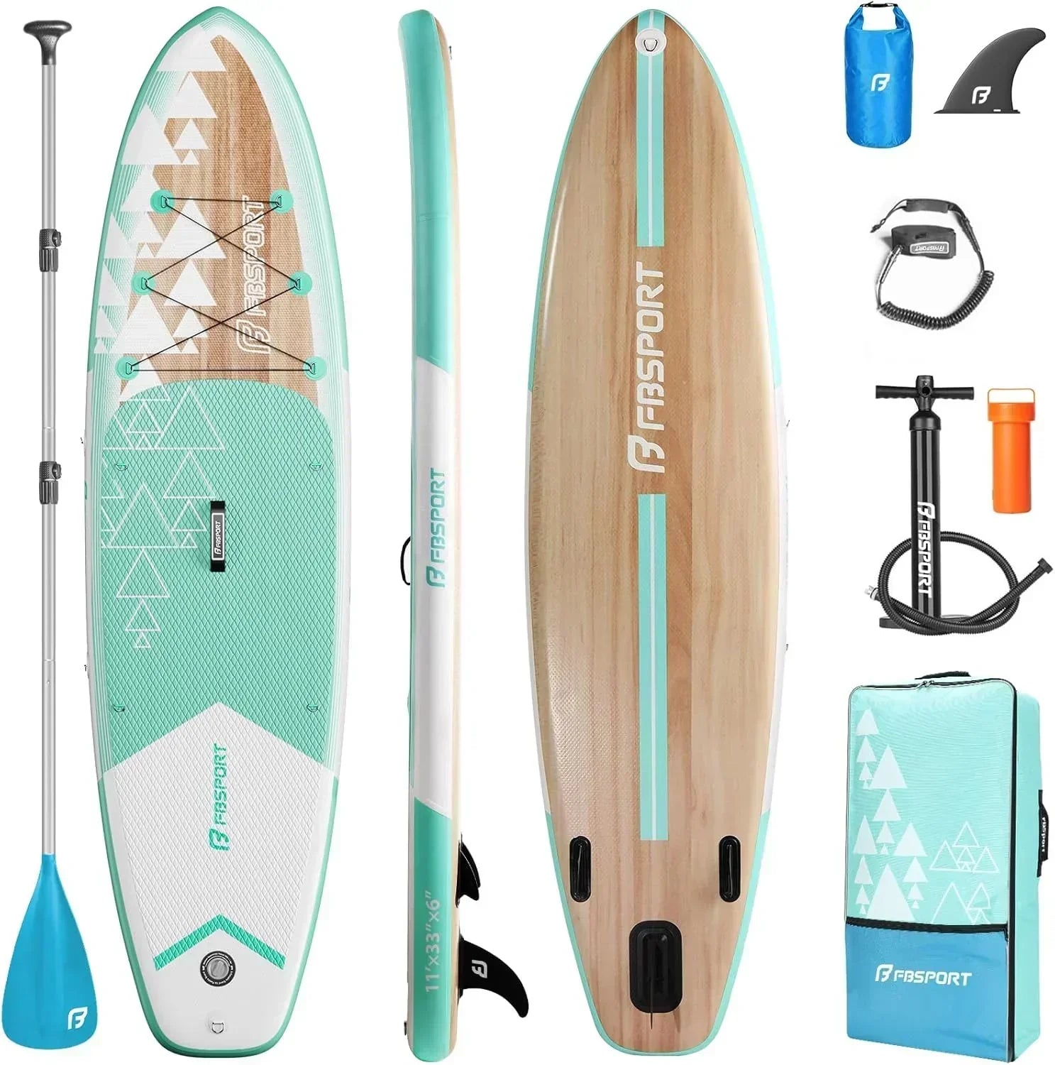 FBSPORT 11' Premium Stand Up Paddle Board Yoga Board with Durable SUP Accessories Carry Bag wourant
