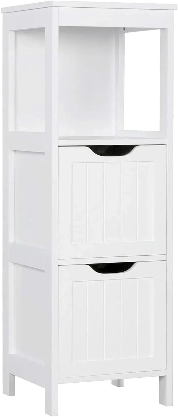 Bathroom Floor Cabinet Wooden Storage Cabinet with 2 Drawers Multifunctional Side Organizer Rack wourant