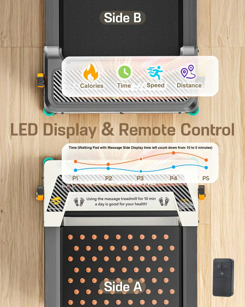 Akluer Inclined Home Treadmill 2.5 HP Small Under-Desk Treadmill Remote Control LED Display wourant