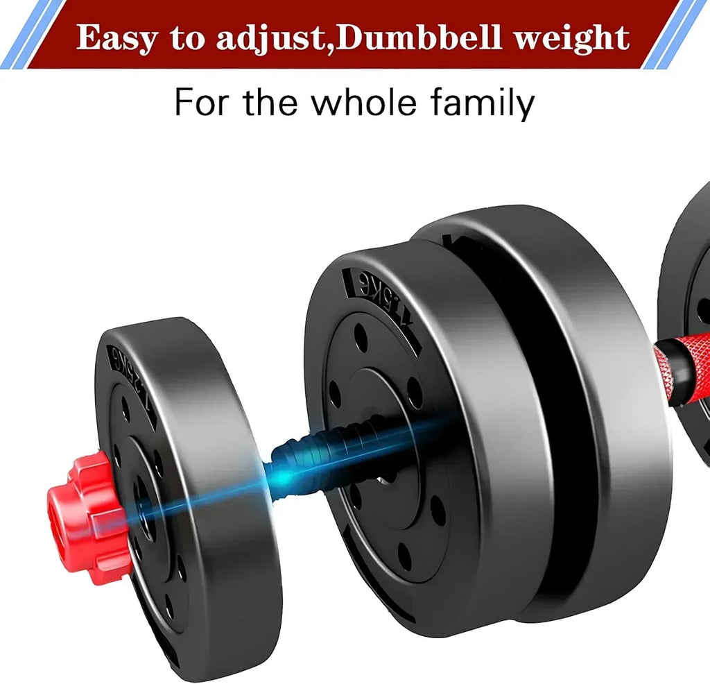 Adjustable dumbbell set, free weight dumbbell pair convertible into barbell wourant