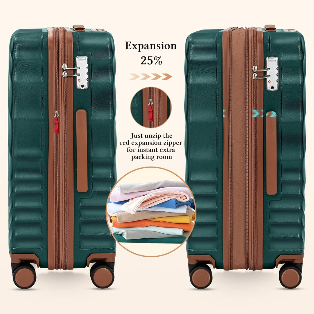 5 piece luggage set expandable suitcase 22x14x9 aviation certified durable waterproof travel set wourant