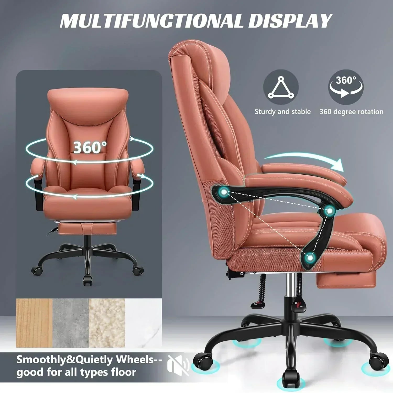 Office Chair Large High-Foot Computer Desk Chair Chair Lumbar Support Rotating Computer Chair wourant