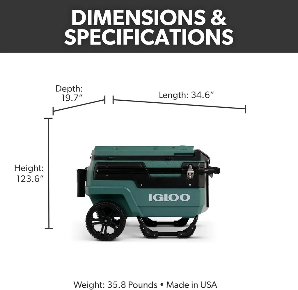 70Qt Wheeled Cooler Insulated Hard Shell Ice Chest wourant