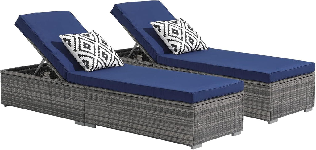 Patiorama Outdoor Patio Lounge Chair Elegant Reclining Adjustable Pool Rattan Chaise Chair wourant
