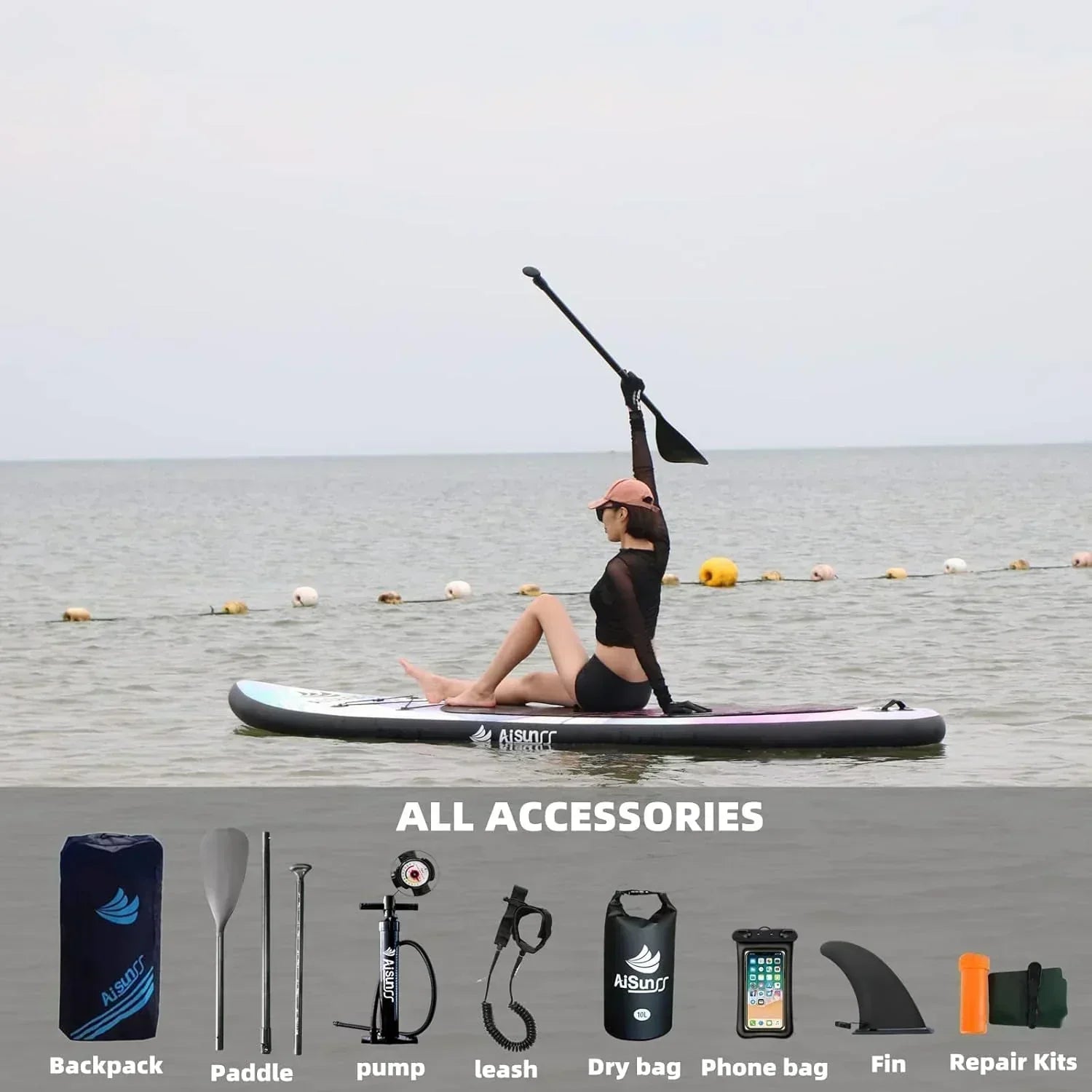 Inflatable wide SUP board with SUP carrying bag hand pump 10L waterproof bag wourant