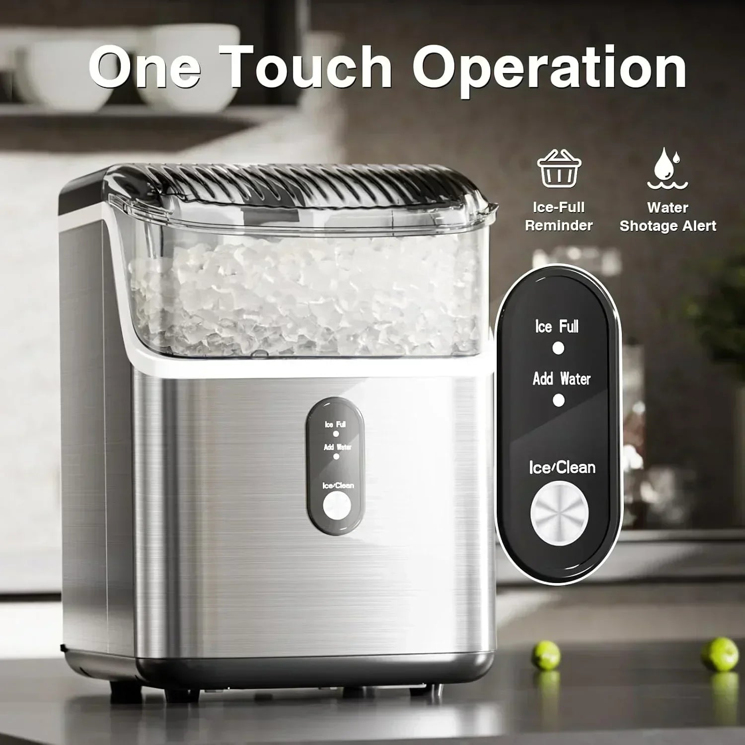 Nugget Ice Makers Countertop Pebble Ice Machine with Chewable Pellet Ice Self-Cleaning wourant