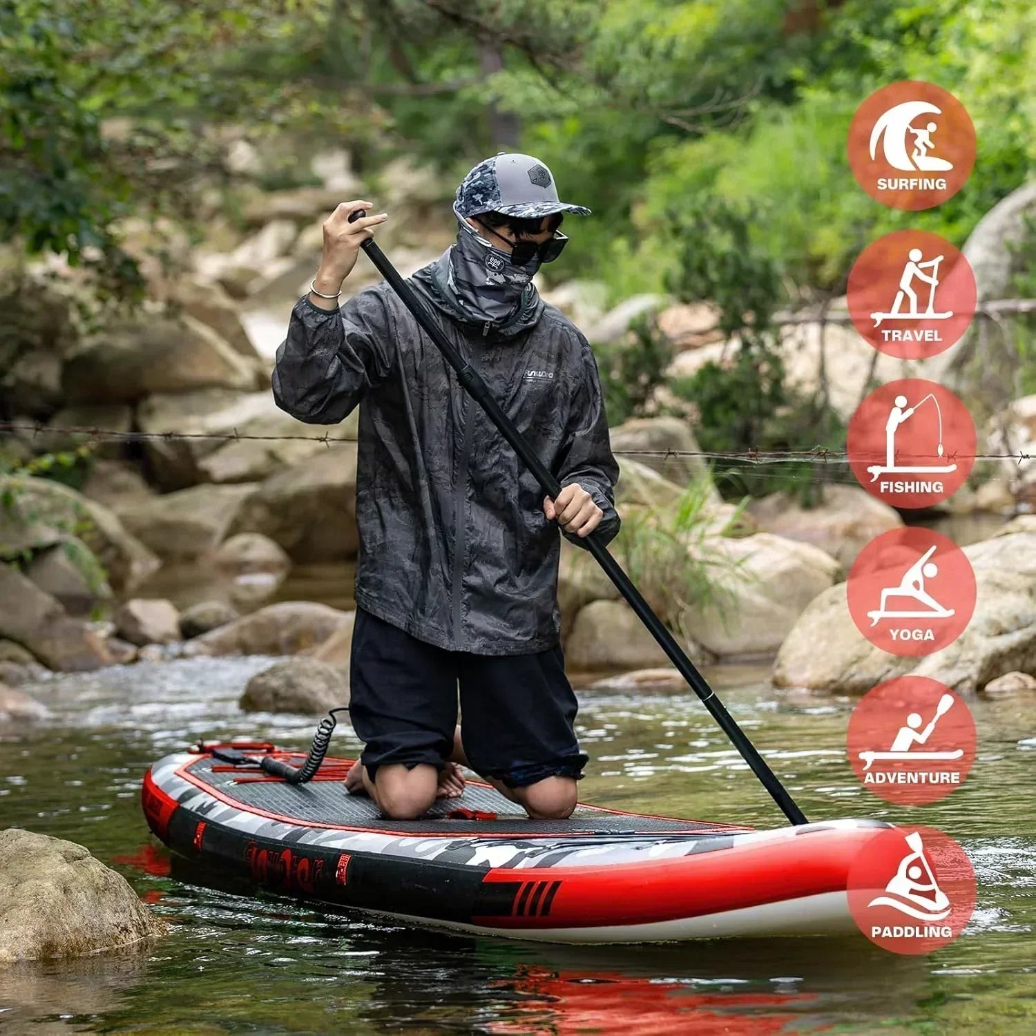 FunWater Inflatable Stand Up Paddle Board Premium SUP Paddle Accessories EVA Deck wourant