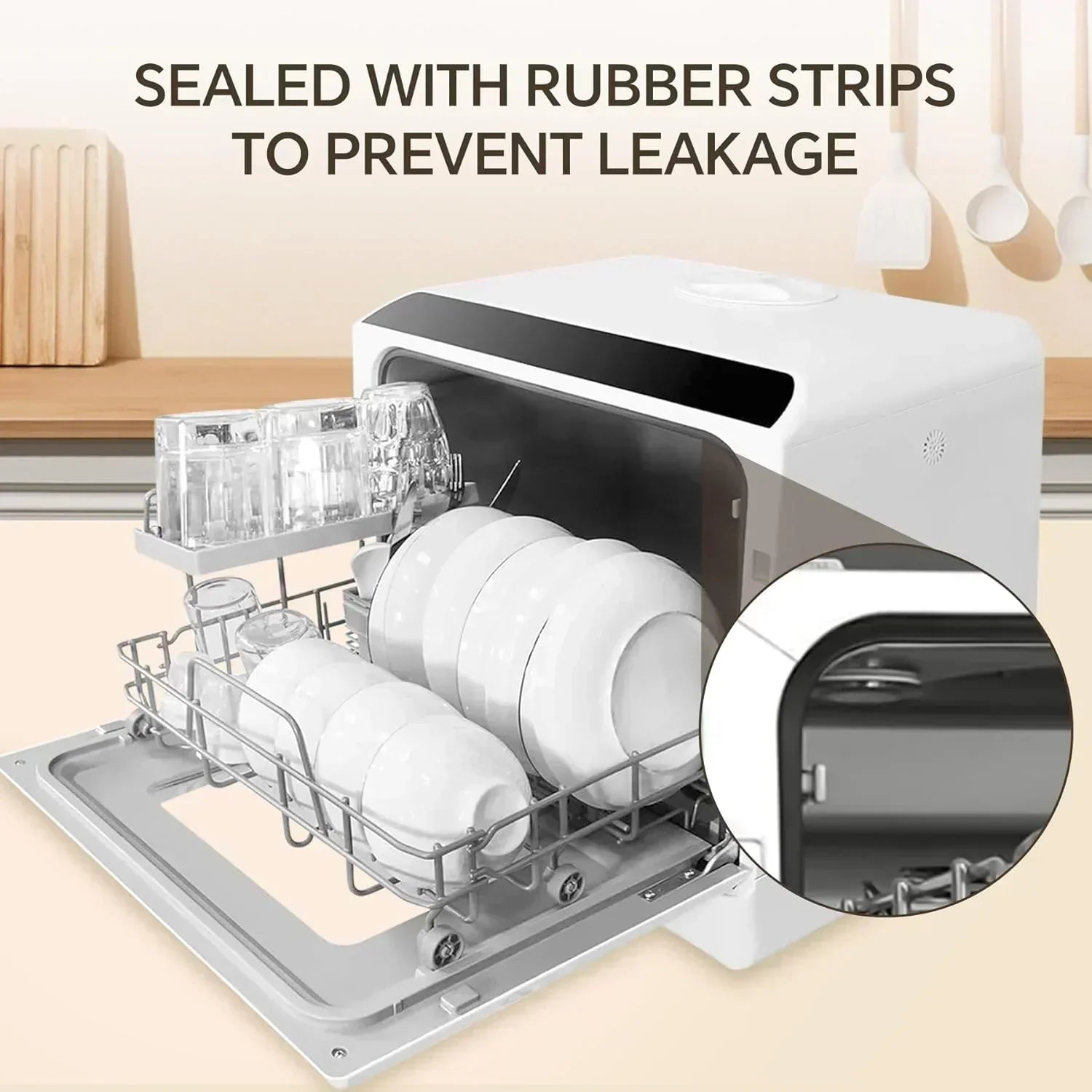 Mini countertop dishwasher Compact dishwasher Double spray arms Portable countertop dishwasher wourant
