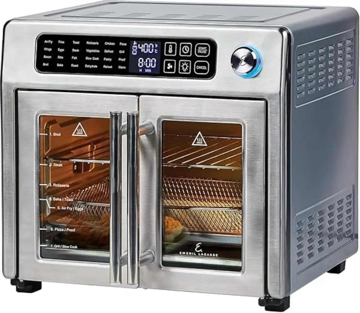 Emeril Lagasse 26 QT Extra Large Air Fryer, Convection Toaster Oven with French Doors, Stainless Steel wourant