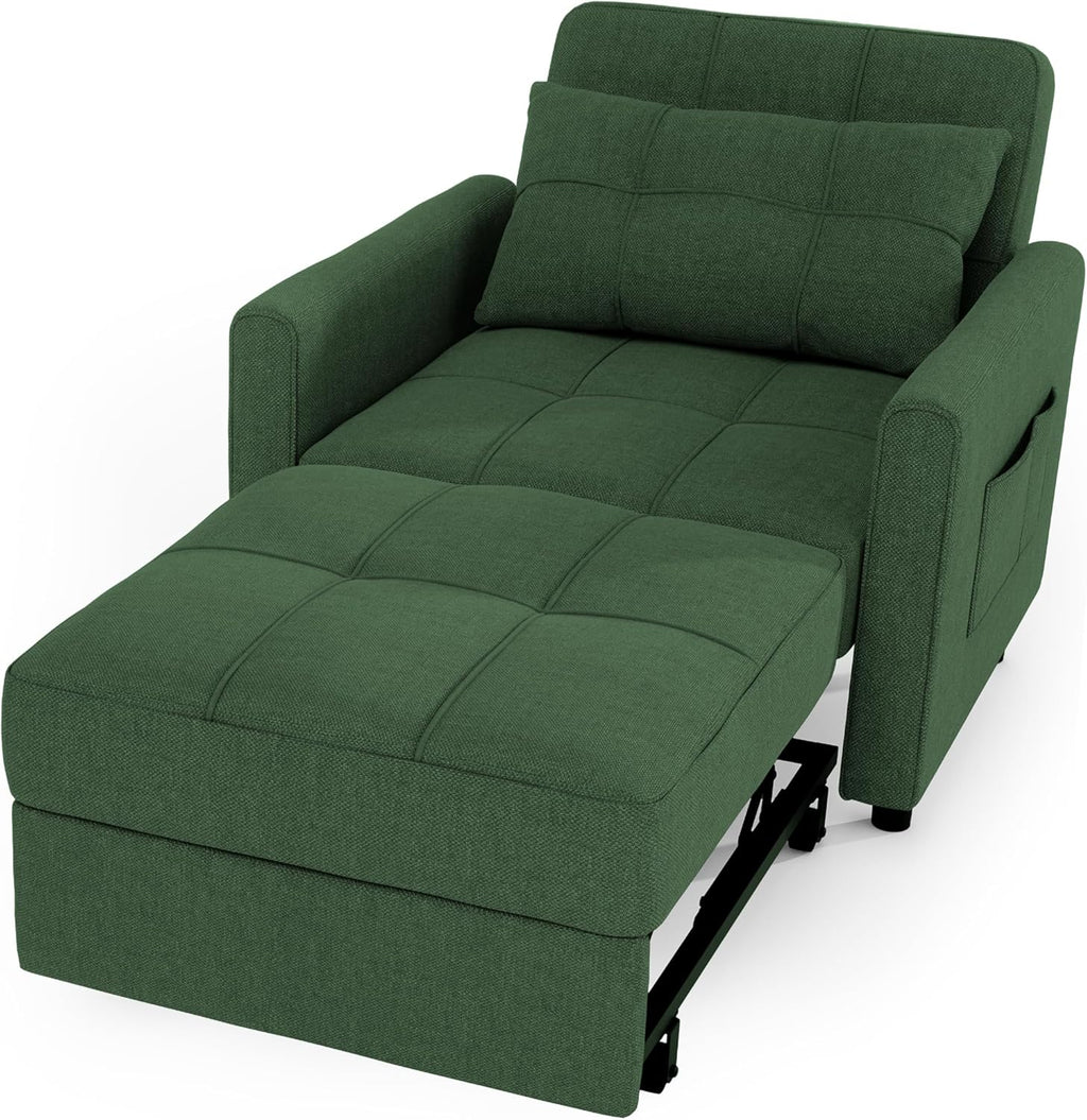 Sofa Bed Chair 3 in 1 Convertible Pullout Single Sleeper Chair Bed Spacious Multifunctional Sofa wourant