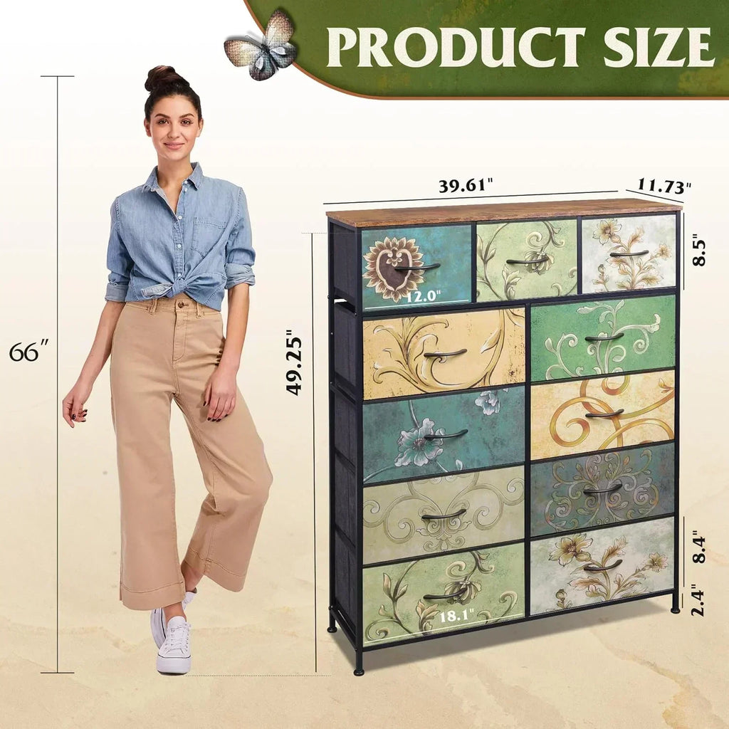 Storage Organizer Unit 11 Fabric Bins Storage Drawers Organizer Steel Frame Tall Storage Tower wourant