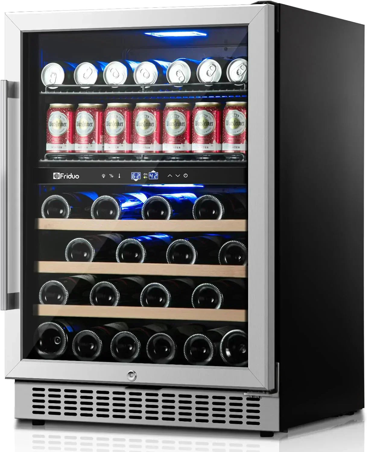 24 inch Dual Zone Beverage Refrigerator 30 Bottles 82 Cans Wine Fridge Built-in or Freestanding wourant