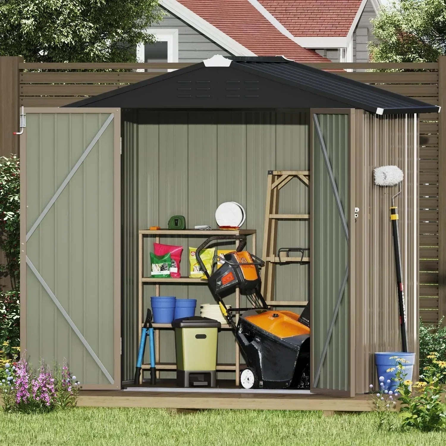Devoko Outdoor Storage Shed Lockable Metal Garden Shed Steel Anti-Corrosion Storage House wourant