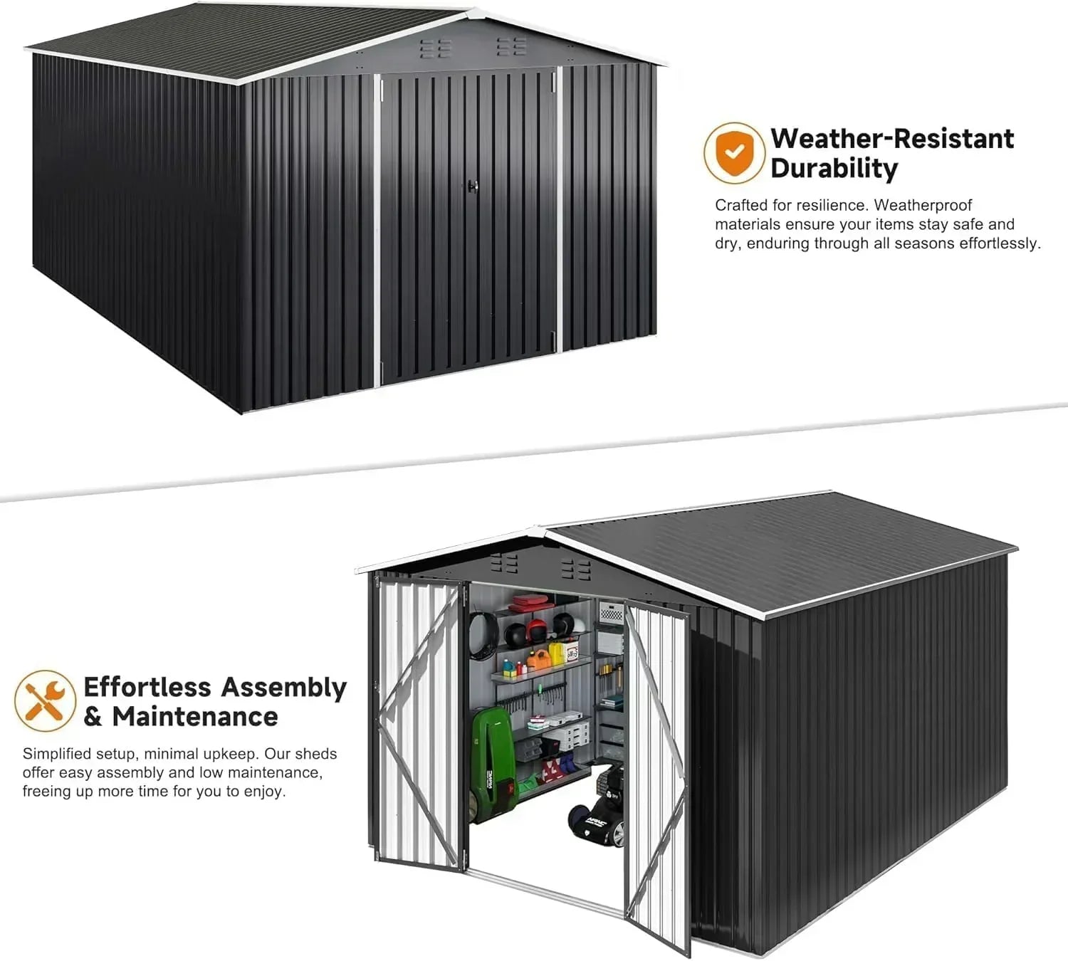 polar aurora 8x12 ft outdoor storage shed metal garden shed frame structure tool sheds wourant